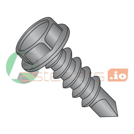 Newport Fasteners Self-Drilling Screw, #14 x 1/2 in, Black Oxide Steel Flange Hex Head External Hex Drive, 3000 PK 901923